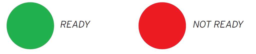Green dot for ready, and red dot for not ready.