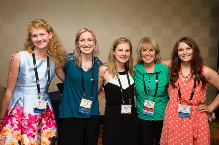 Marcia Braden with four young women with Fragile X syndrome