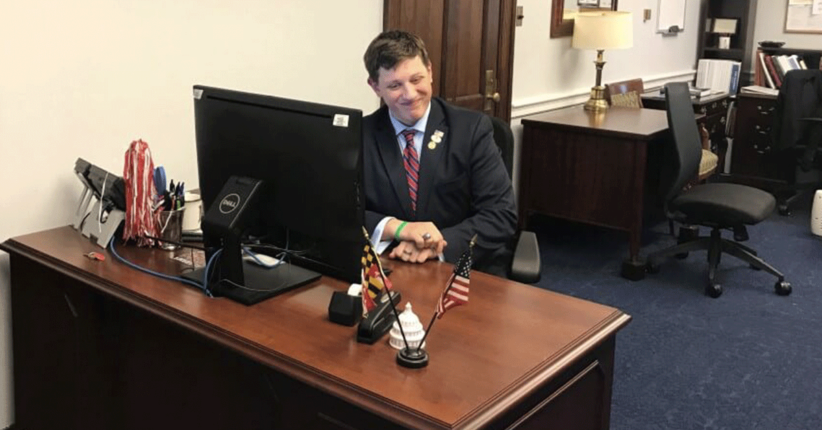 Dillon Kelley at his desk in Washington DC.