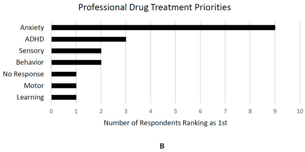Figure 4. Family/caretaker (A) and professional drug (B) treatment priorities.