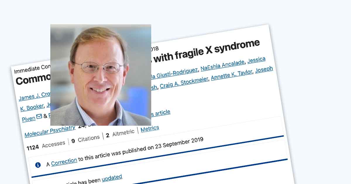 David Nelson's face over a press release he commented on on behald of Fragile X researchers.