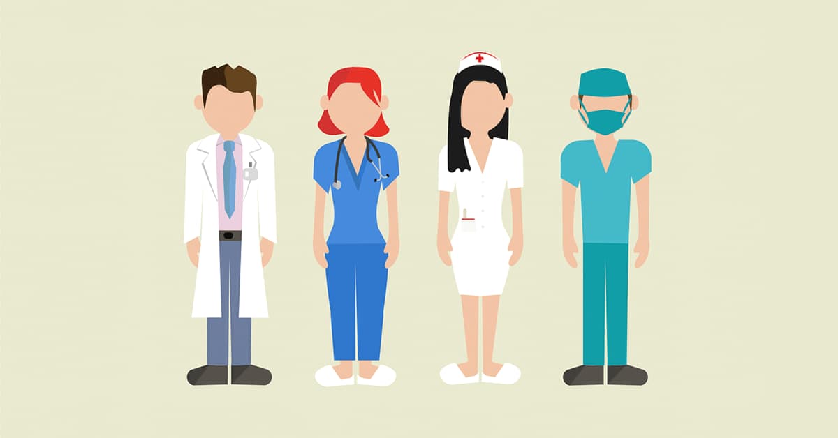 Two doctors, a nurse, and a surgeon.