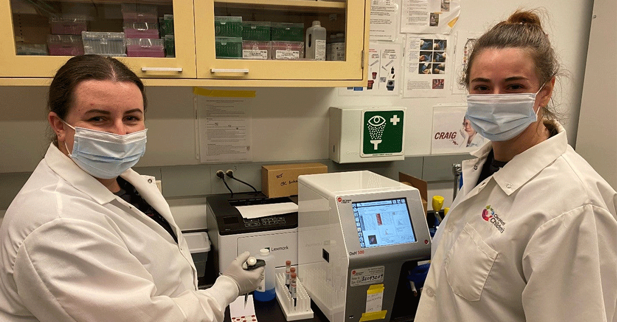 Two Junior Investigators at work in the lab.