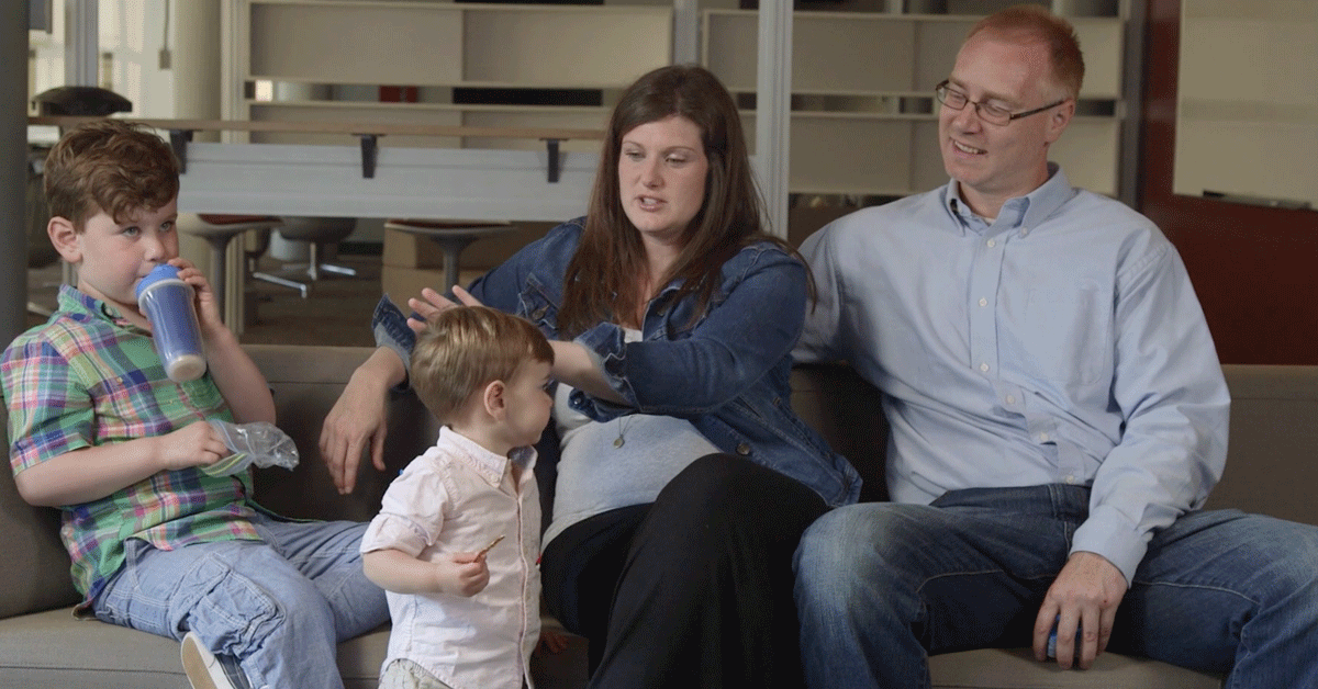 Cole and his family in the FRAME video.