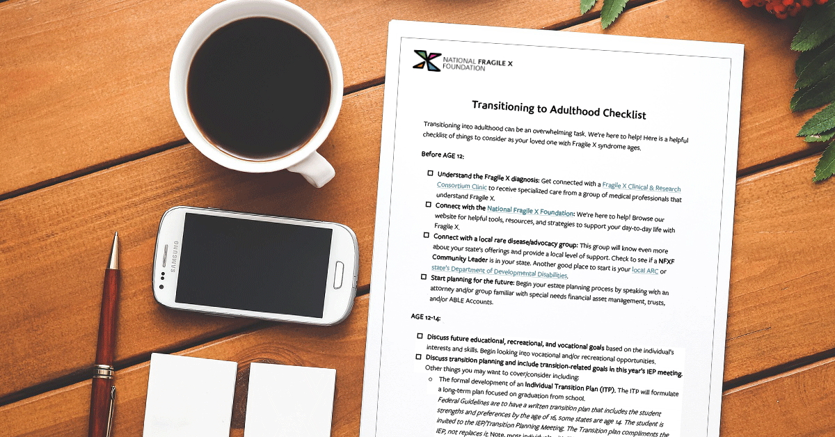 Transitioning to Adulthood Checklist on a table with a smartphone and cup of coffee