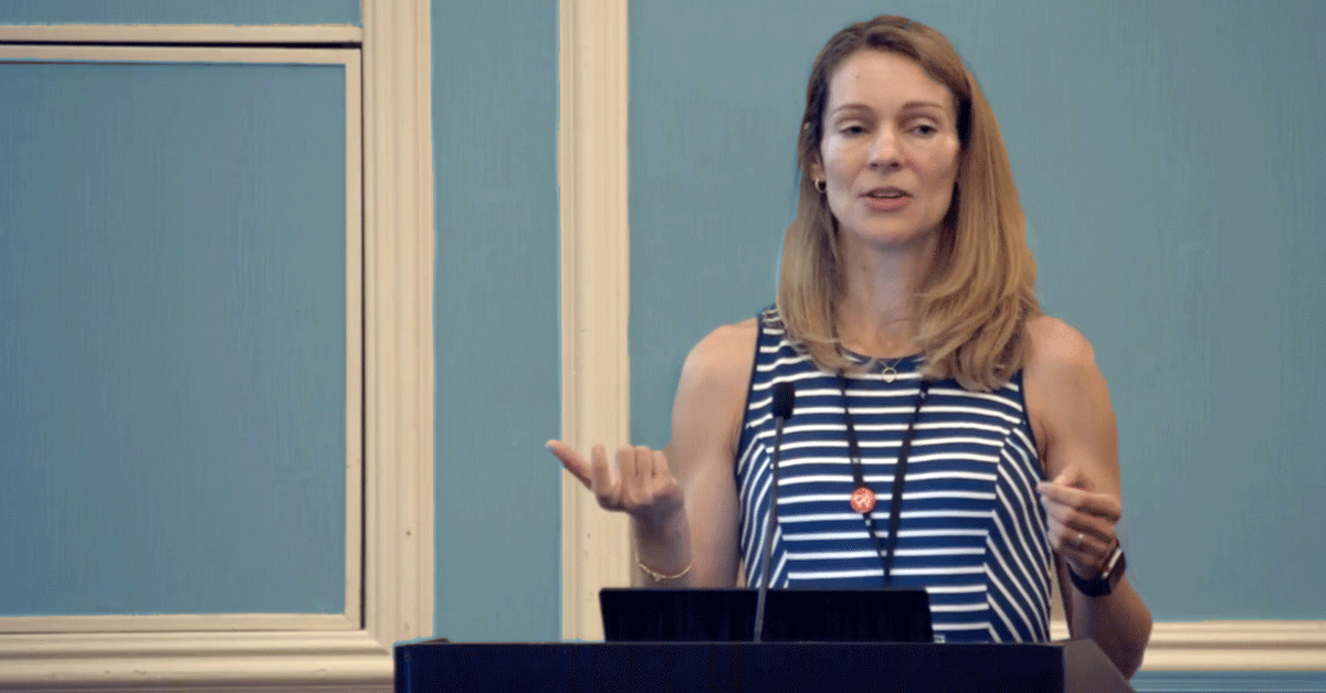 Anne Hoffman speaking at the International Fragile X Conference.