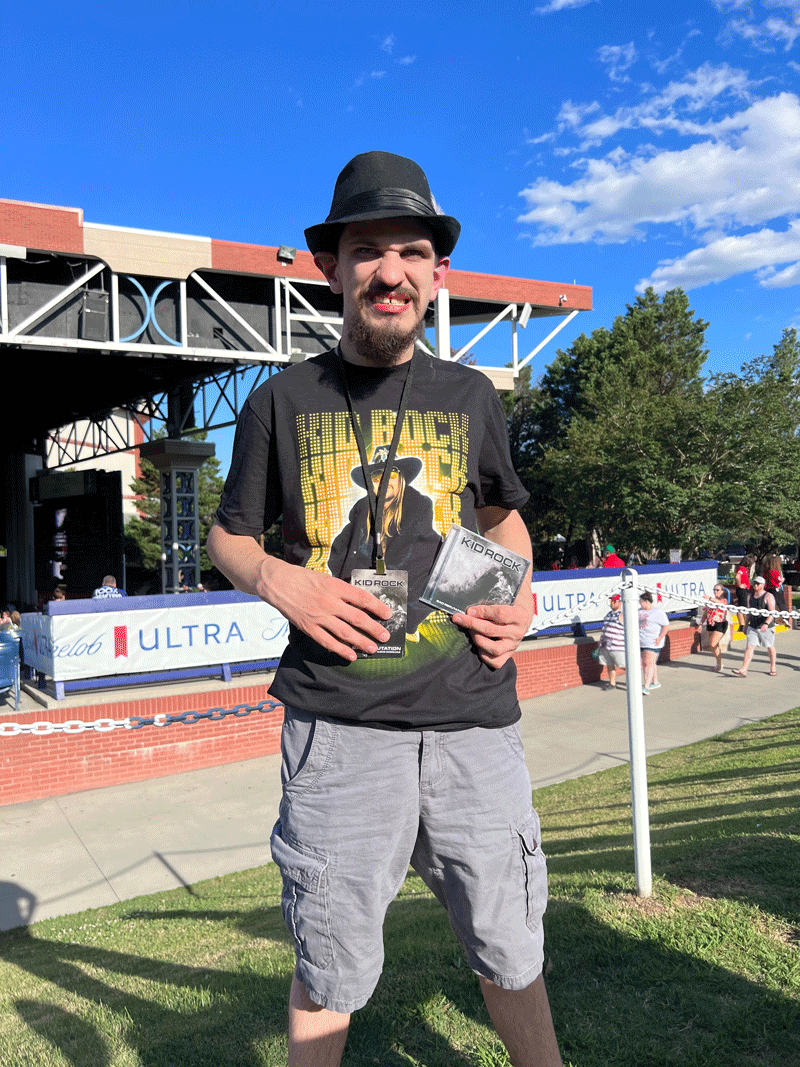 Zachary Simmons at a Kid Rock concert. Yow!