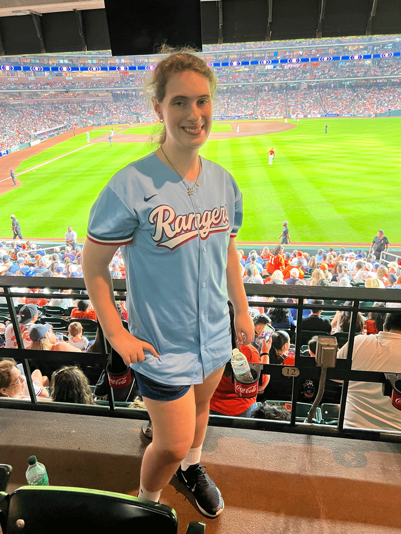 Caragan Raska at a baseball game.