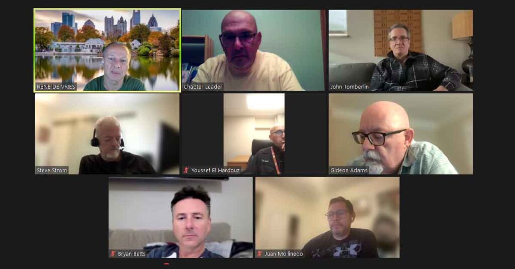Zoom call screen during monthly FX Dad's Chat with the NFXF Connecticut Chapter.