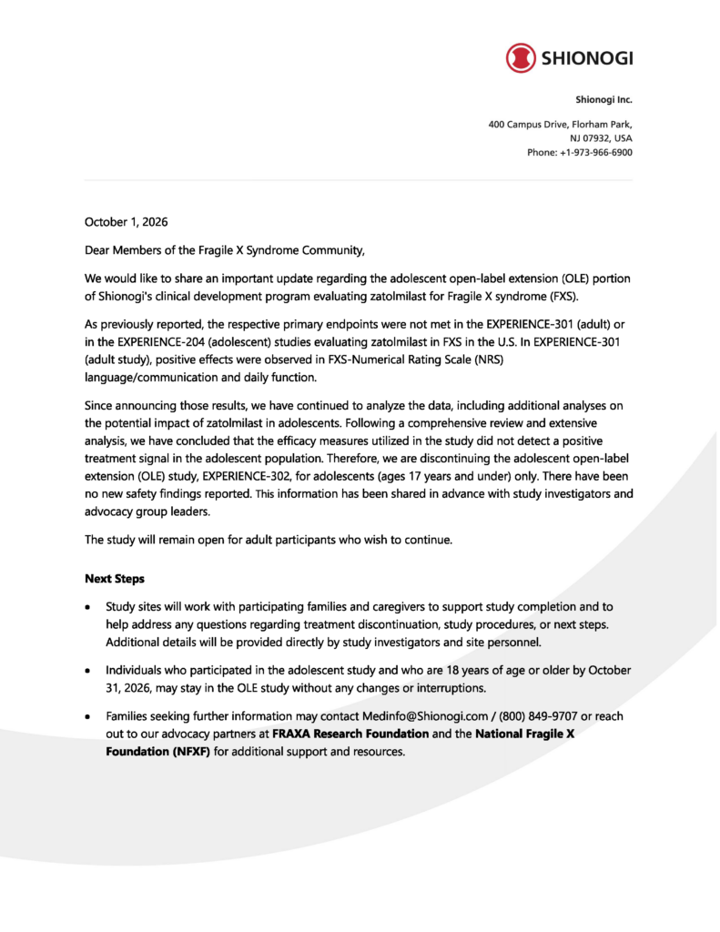 Full text of letter from Shionogi. The link to the PDF is also available.