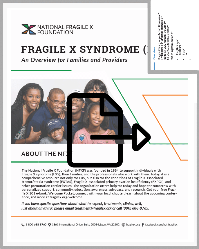 Fragile X Info Series: Fragile X Syndrome Overview for Families and Providers PDF cover page