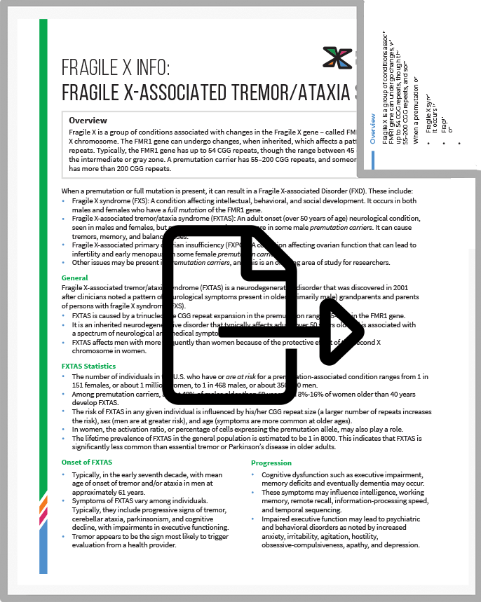 Fragile X Info Series: Fragile X-Associated Tremor/Ataxia Syndrome PDF cover