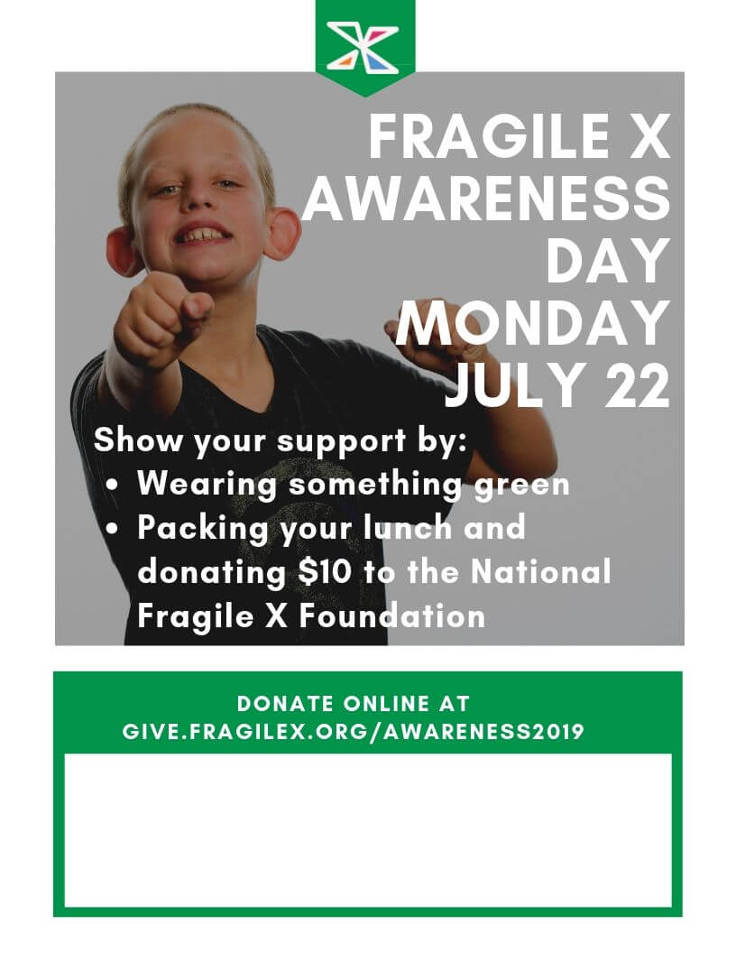 Fragile X awareness day Monday July 22 poster