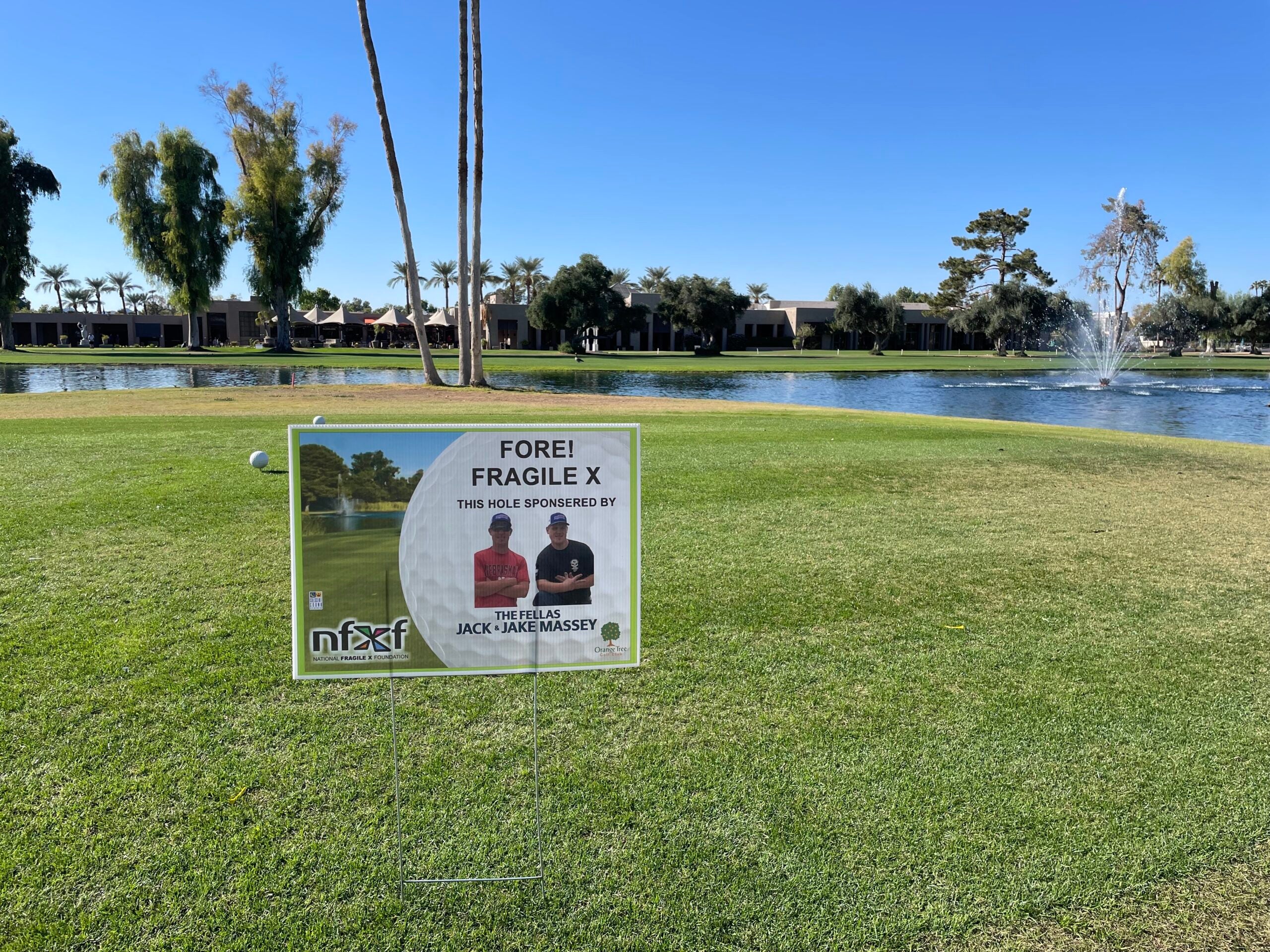 Sponsor hole sign on a golf course