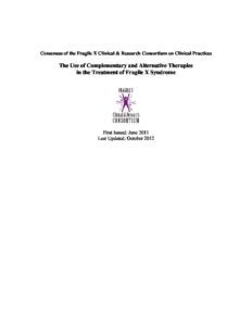 Open the PDF for The Use of Complementary and Alternative Therapies in the Treatment of Fragile X Syndrome