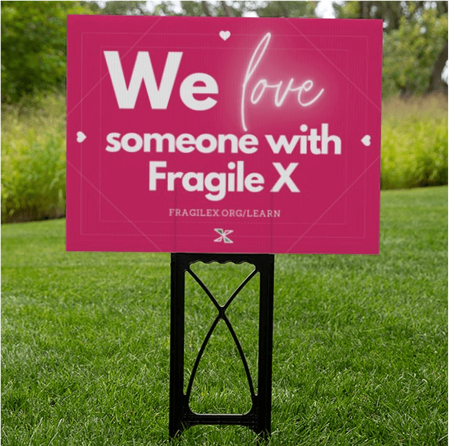 we love someone with fragile x yard sign