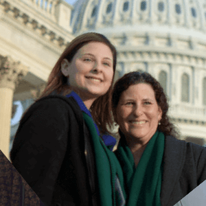 Two women in front of the U.S. capital building