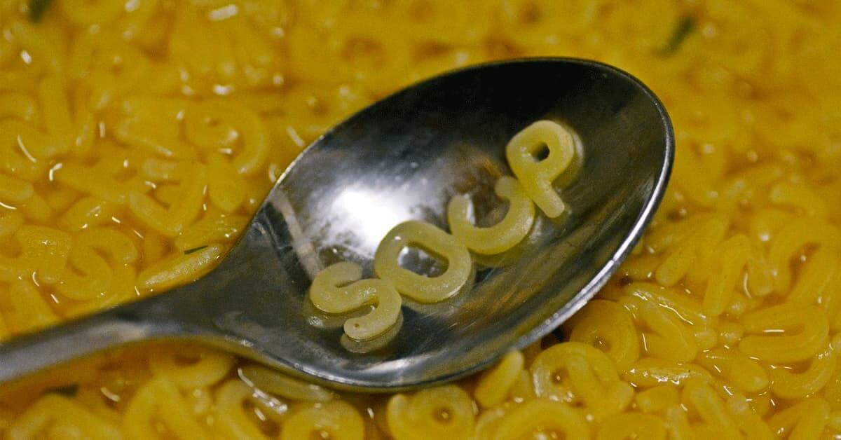 alphabet soup and spoon