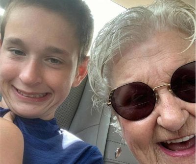 A selfie of Cole Lake with his grandmother Carol Schreibeis