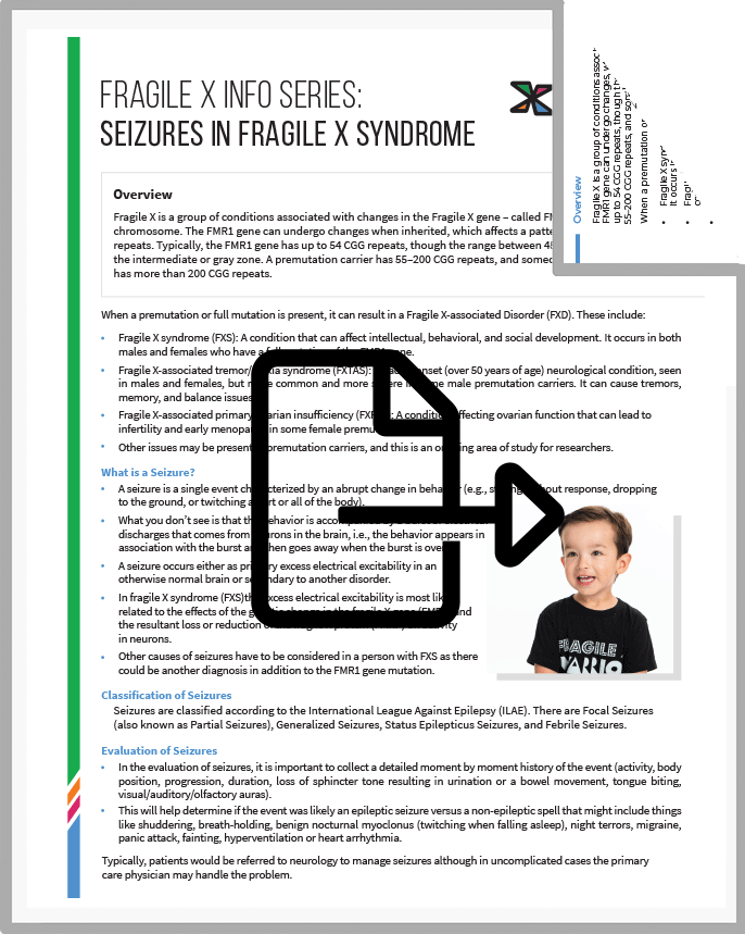 PDF cover and download icon for Info Series: Seizures in Fragile X Syndrome
