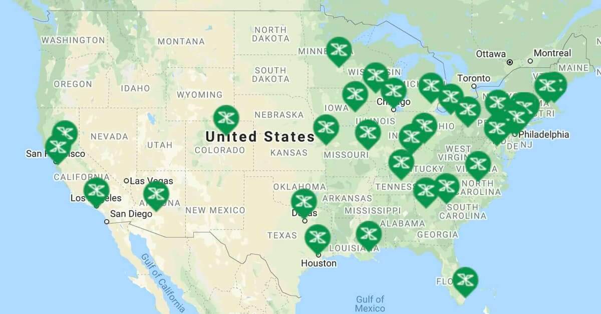 Map of Fragile X clinics in the U.S.