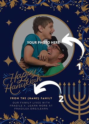 Front side of Hannukah card template with instructions