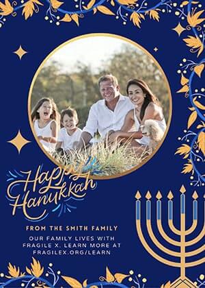 Front side of Hannukah card template with new photo and name