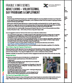 Info Series on adult living including volunteering, employment, and day programs.