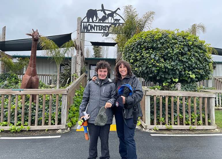 Zach and his mother Jennifer at the Monterey Zoo