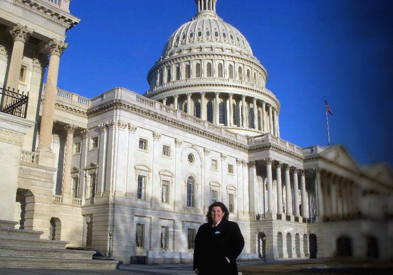 Missy Zolecki standing in front of the U.S. capital, where advocating for Fragile X syndrome.