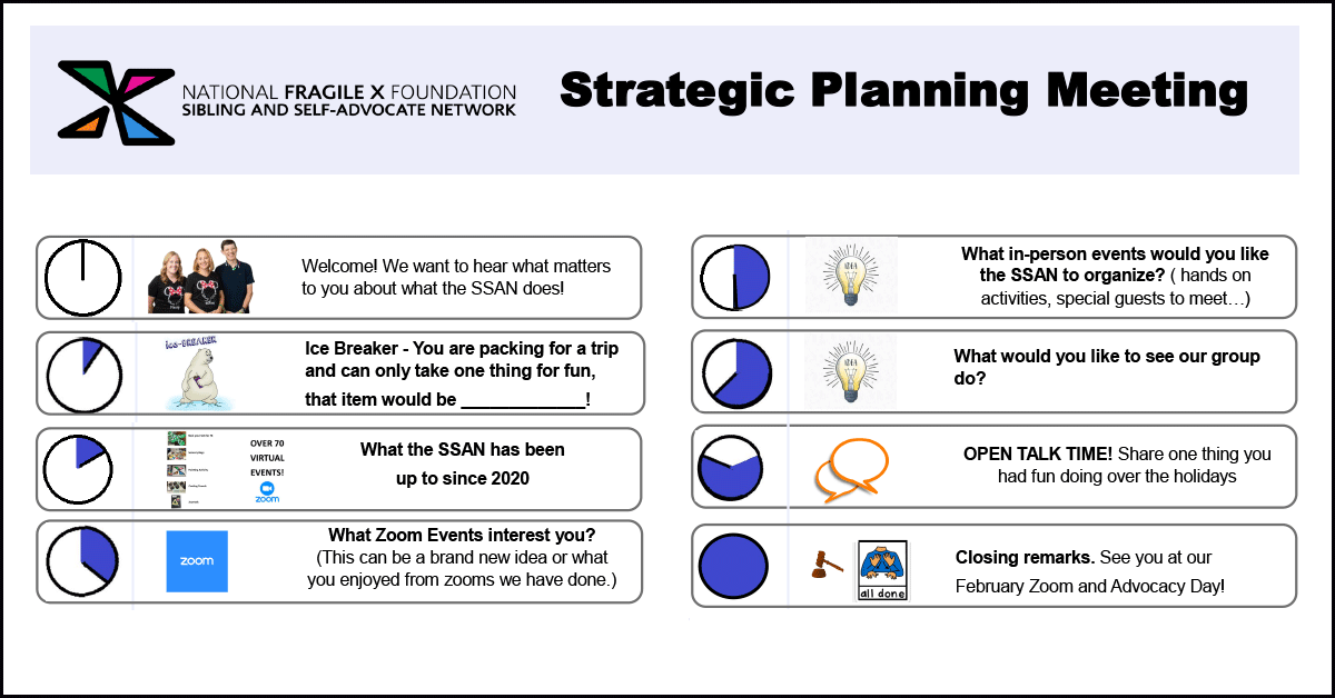 SSAN Zoom call visual schedule.